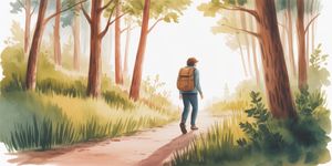 Person meditating peacefully by a lake at sunset with phone set aside on a rock