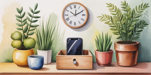 Person peacefully reading a book by a window with their phone placed far away on a table