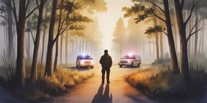 First responder standing at crossroads between darkness and light, symbolizing the choice of recovery