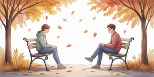Two friends having a difficult conversation on a park bench