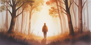 Person emerging from mental fog into clarity, watercolor illustration